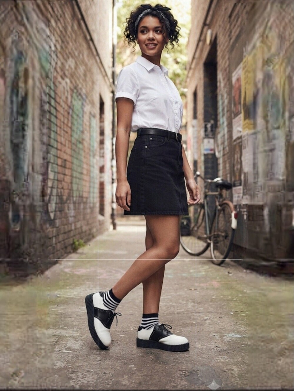 TUK Black & White Retro Saddle Oxford Low Creeper Shoes Sz W8 M6 Like New